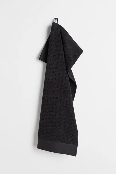H&m Cotton Terry Hand Towel In Black