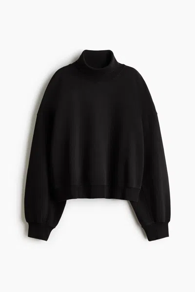 H&m Cotton Turtleneck Sweatshirt In Black