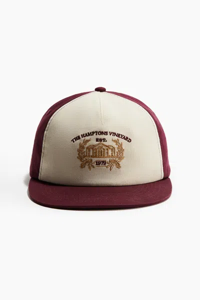 H&m Cotton Twill Cap In Dark Red/the Hamptons Vineyard