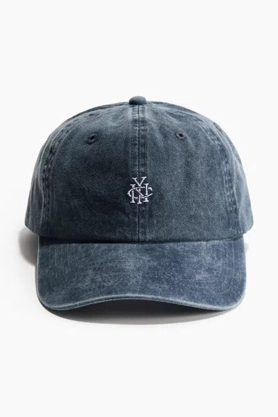 H&m Cotton Twill Cap In Denim Blue/nyc