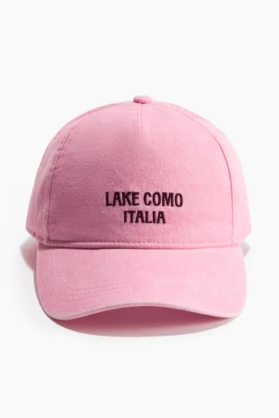 H&m Cotton Twill Cap In Dusty Pink/lake Como