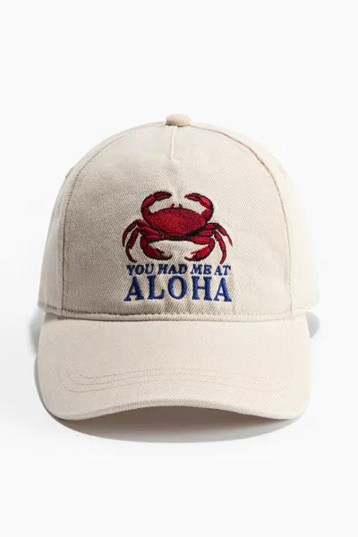 H&m Cotton Twill Cap In Light Beige/crab