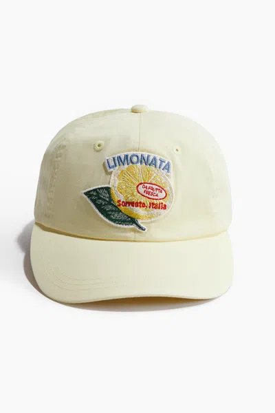 H&m Cotton Twill Cap In Light Yellow/limonata