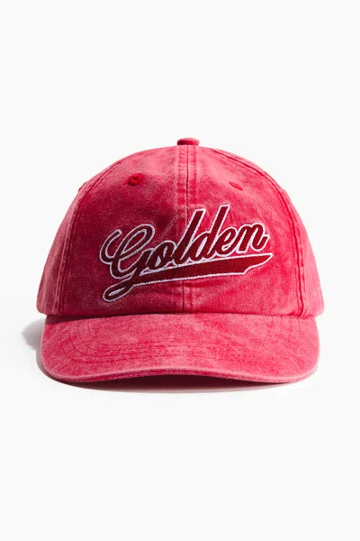 H&m Cotton Twill Cap In Red/golden