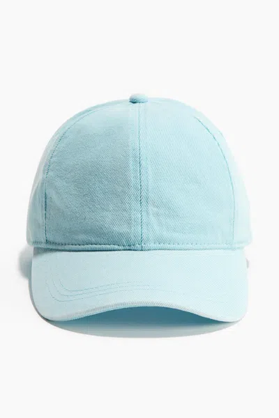 H&m Cotton Twill Cap In Turquoise