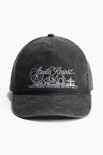 H&m Cotton Twill Cap In Washed Black/studio Resort