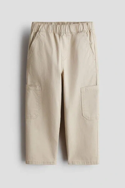 H&m Kids'  Cotton Twill Cargo Joggers In Gray