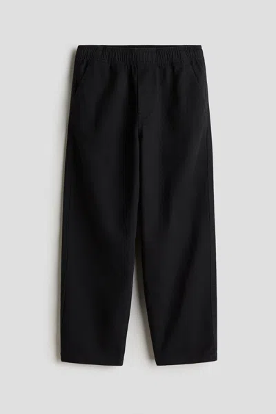 H&m Kids' Cotton Twill Joggers In Black