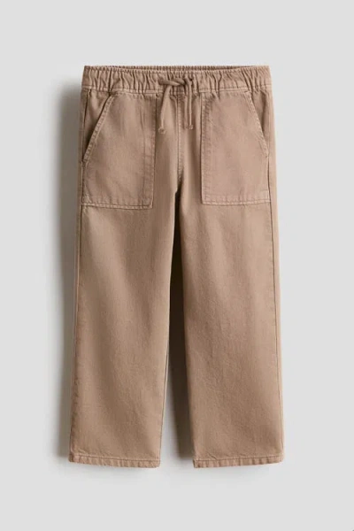 H&m Kids'  Cotton Twill Joggers In Brown