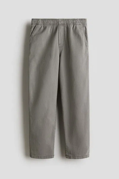 H&m Kids'  Cotton Twill Joggers In Gray