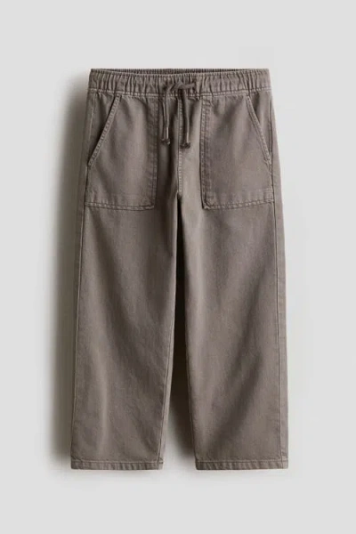 H&m Kids'  Cotton Twill Joggers In Gray