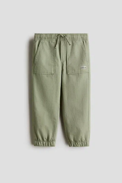 H&m Kids'  Cotton Twill Joggers In Transparent