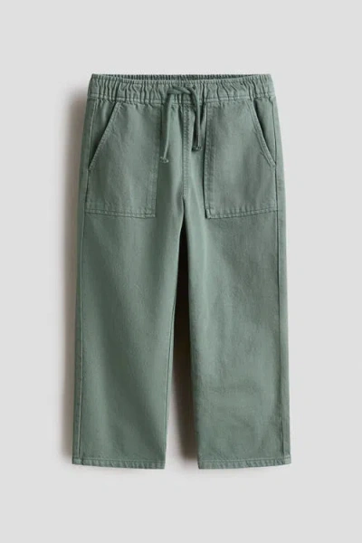 H&m Kids'  Cotton Twill Joggers In Green