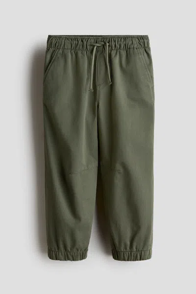 H&m Kids' Cotton Twill Joggers In Green