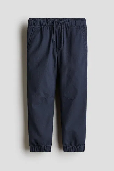 H&m Kids' Cotton Twill Joggers In Blue