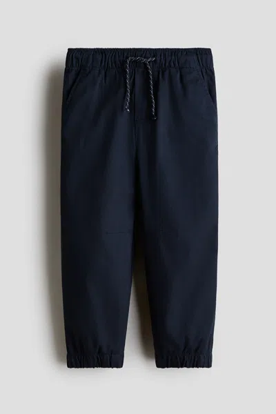 H&m Kids' Cotton Twill Joggers In Blue