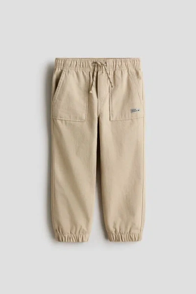 H&m Kids'  Cotton Twill Joggers In Neutral