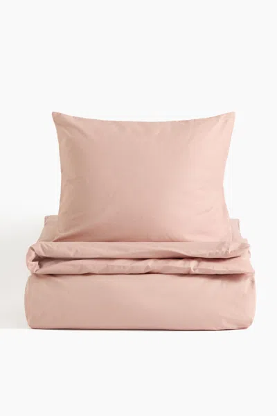H&m Cotton Twin Duvet Cover Set In Pink
