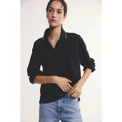 H&m Cotton-blend Polo Shirt In Black