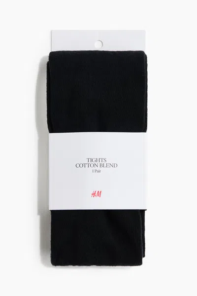 H&m Cotton-blend Tights In Black