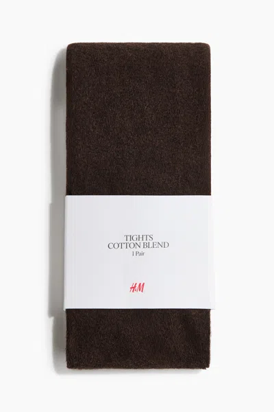 H&m Cotton-blend Tights In Brown