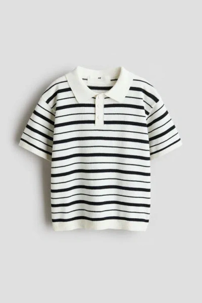 H&m Kids'  Cotton-knit Polo Shirt In White