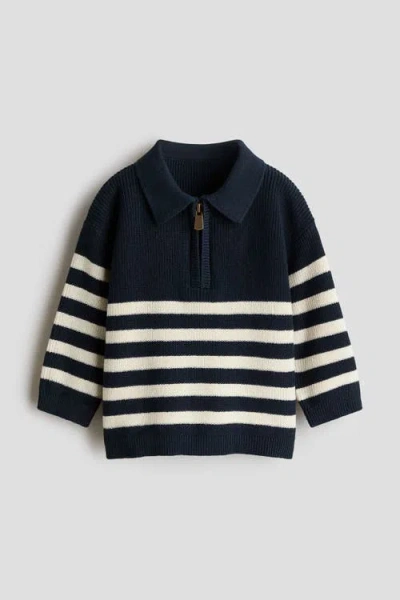 H&m Babies'  Cotton-knit Polo Sweater In Blue