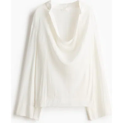 H&m Cowl-neck Blouse In Neutral
