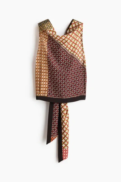 H&m Cowl-neck Halterneck Top In Brown