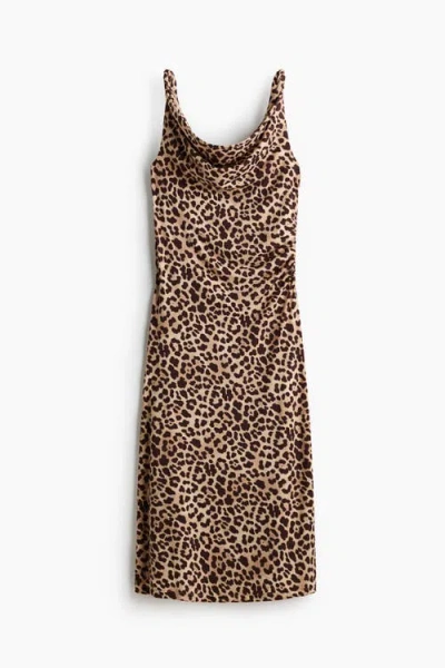 H&m Cowl-neck Jersey Dress In Brown