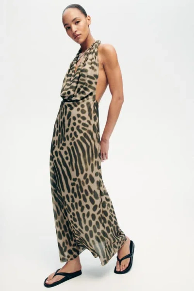 H&m Cowl-neck Maxi Dress In Gray