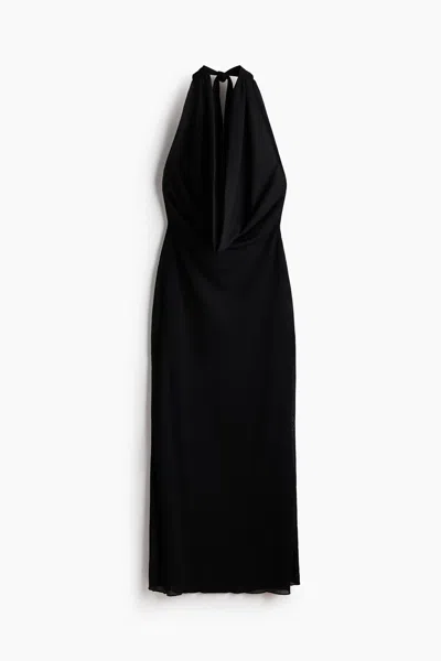 H&m Cowl-neck Maxi Dress In Black