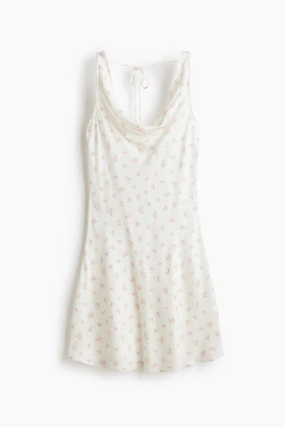 H&m Cowl-neck Satin Dress In Neutral