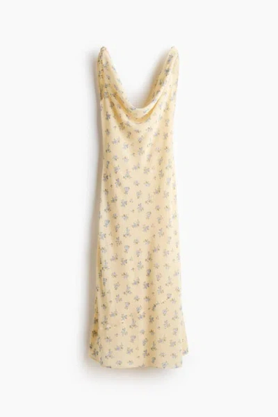 H&m Cowl-neck Tie-strap Dress In Yellow