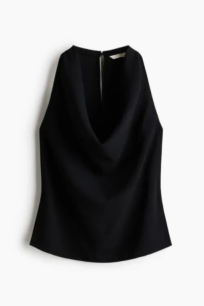 H&m Cowl-neck Top In Black