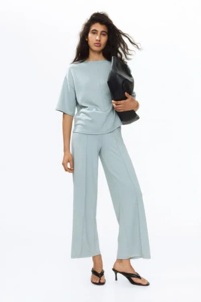 H&m Crease-front Jersey Trousers In Blue