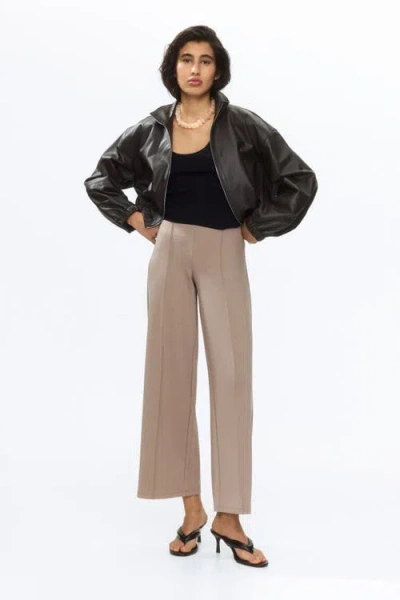 H&m Crease-front Jersey Trousers In Brown