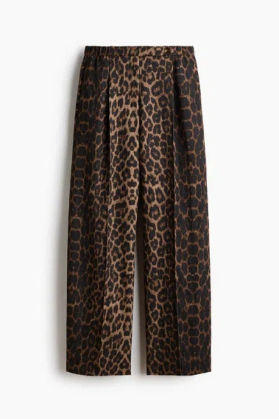 H&m Crease-leg Barrel Trousers In Brown