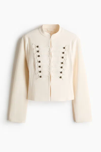 H&m Crêpe Jersey Jacket In Cream