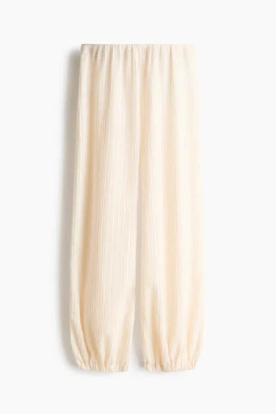 H&m Crinkled Balloon Trousers In White