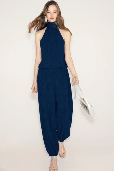H&m Crinkled Balloon-leg Pants In Blue