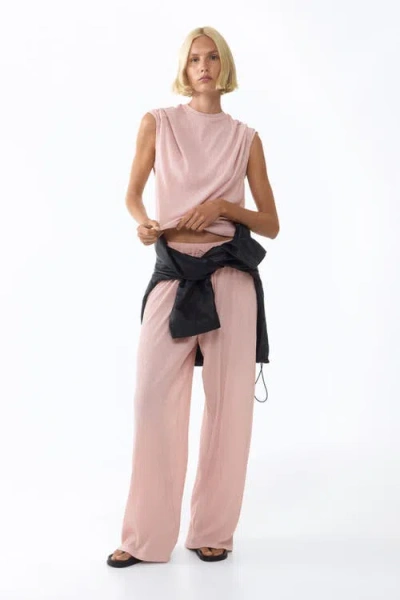H&m Crinkled Drawstring Pants In Pink