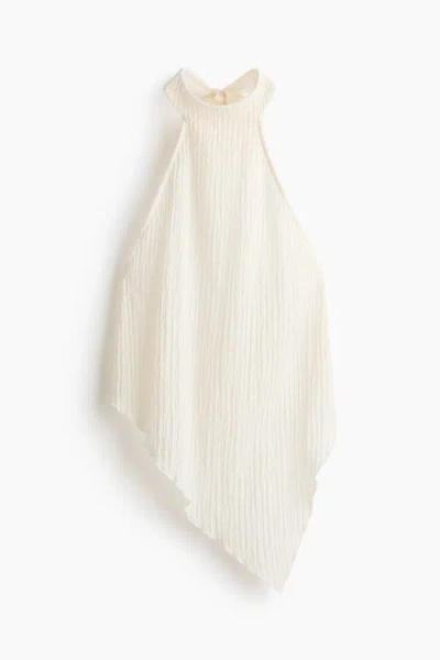 H&m Crinkled Halterneck Top In Neutral