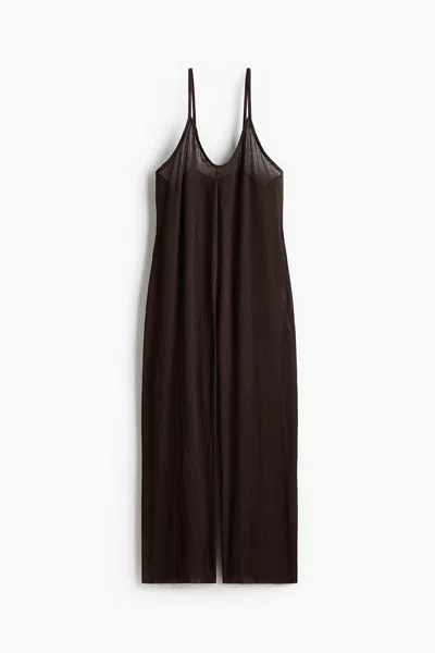 H&m Crinkled Jumpsuit In Brown