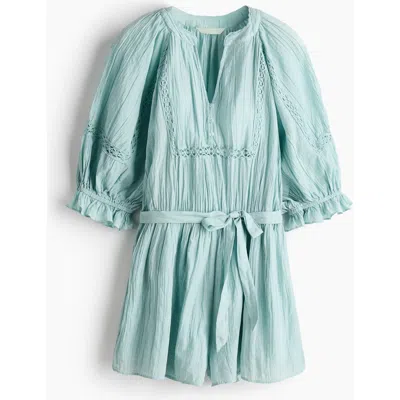 H&m Crinkled Playsuit In Green
