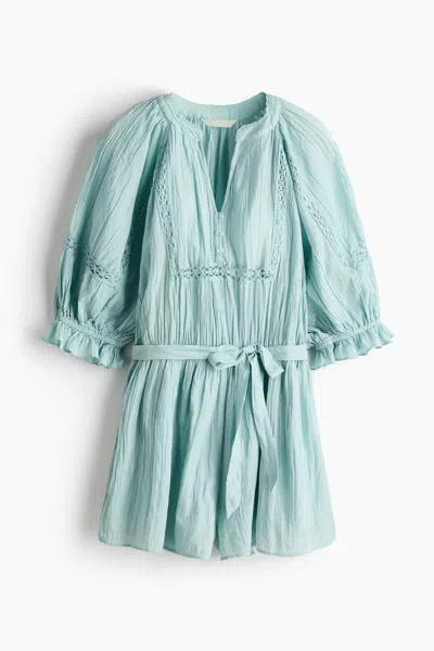 H&m Crinkled Romper In Blue