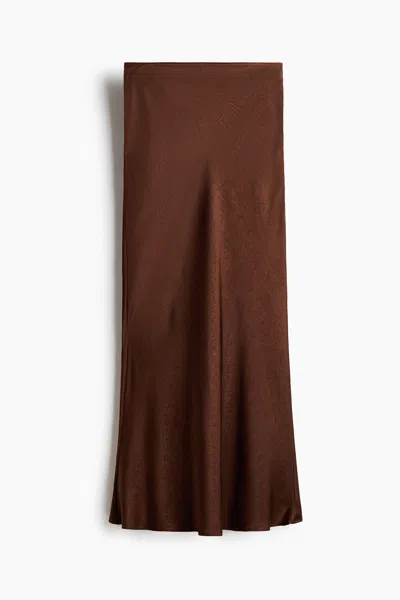 H&m Crinkled Satin Maxi Skirt In Brown