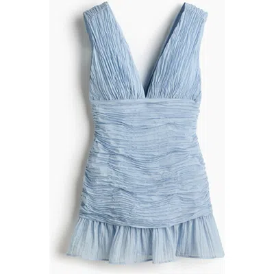 H&m Crinkled Sleeveless Dress In Blue
