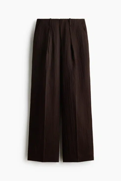 H&m Crinkled Tailored Trousers In Brown