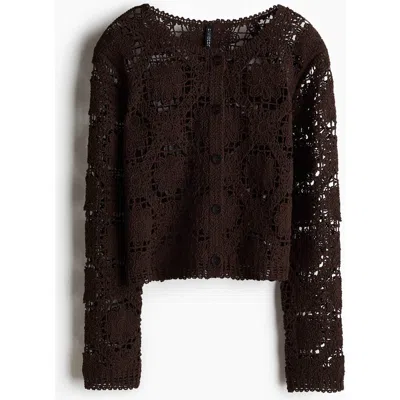 H&m Crochet-look Cardigan In Black